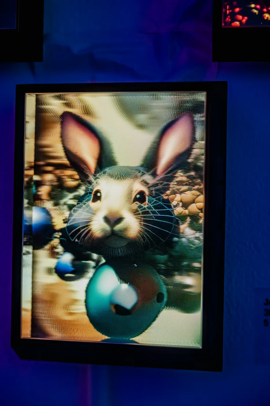 Moestradamus artwork presented in a Lightbrush Holoexhibit display at the Lumenary exhibition at Mirus Gallery in Denver